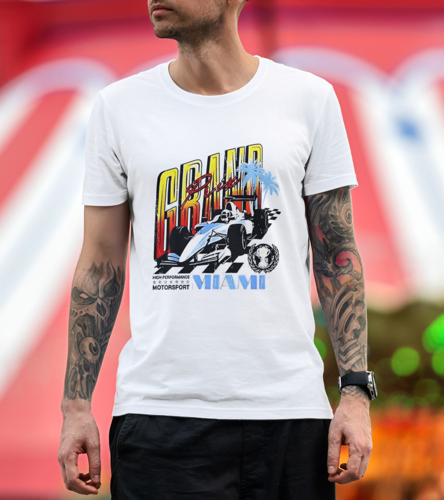 Chicago Bears Grand Prix Motorsport Miami Racing Car T-Shirt