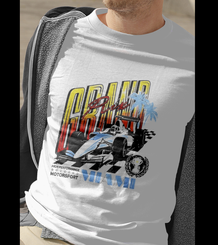 Chicago Bears Grand Prix Motorsport Miami Racing Car T-Shirt