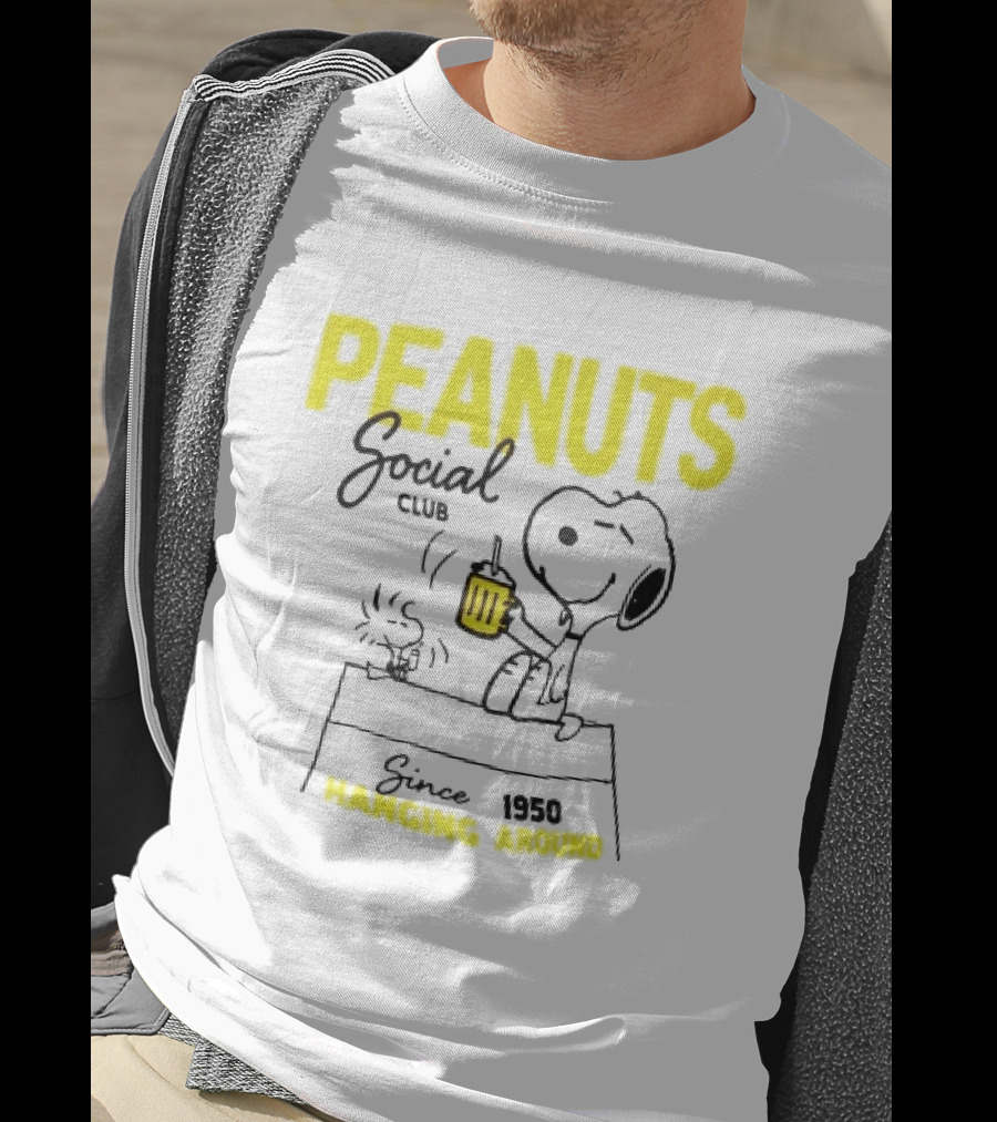 Peanuts Social Club Since 1950 Hanging Around Snoopy Woodstock T-Shirt