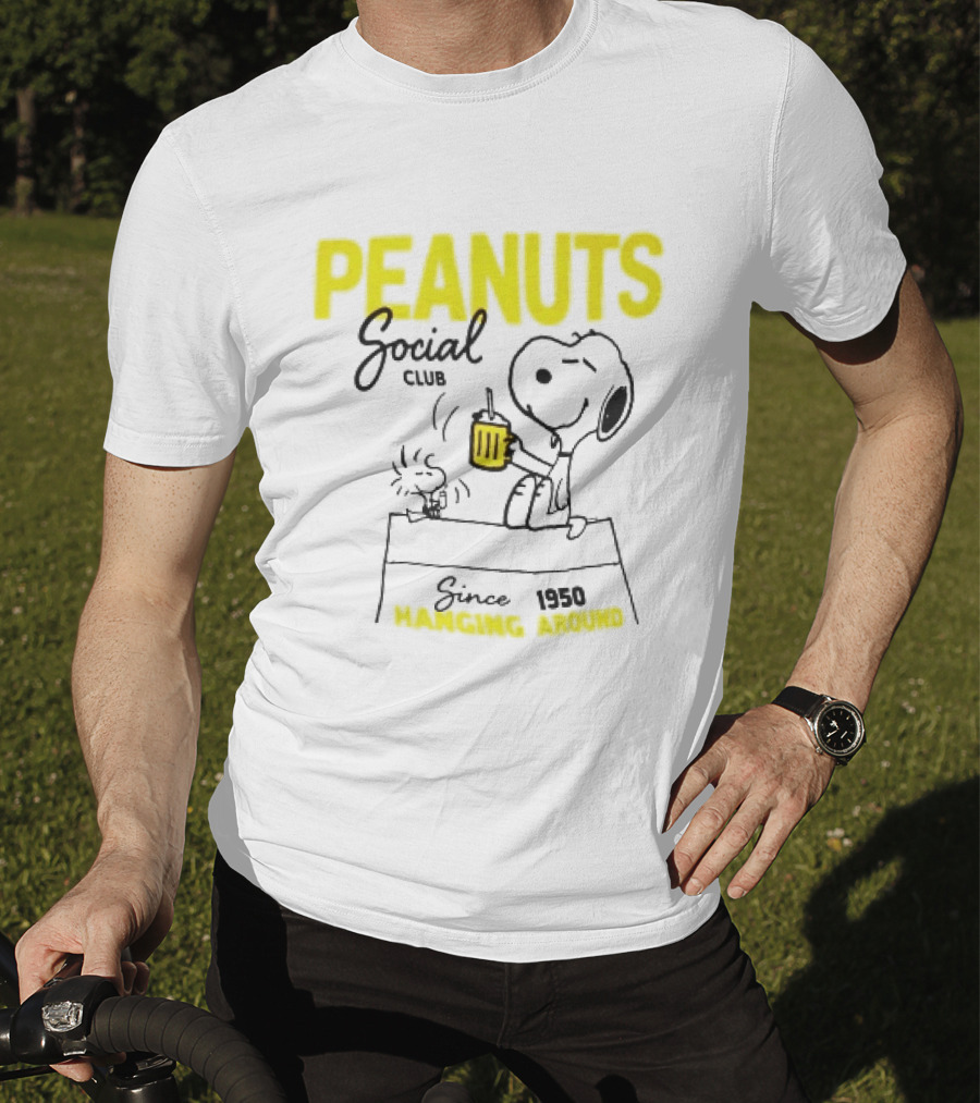 Peanuts Social Club Since 1950 Hanging Around Snoopy Woodstock T-Shirt