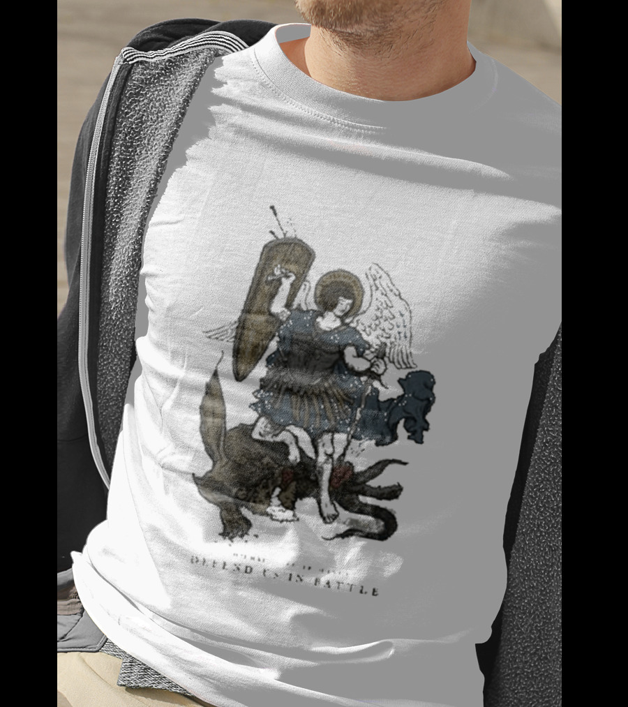 Saint Mxxxxxx Archangel Michael Defend Us In Battle Medieval Angelic Warrior T-Shirt