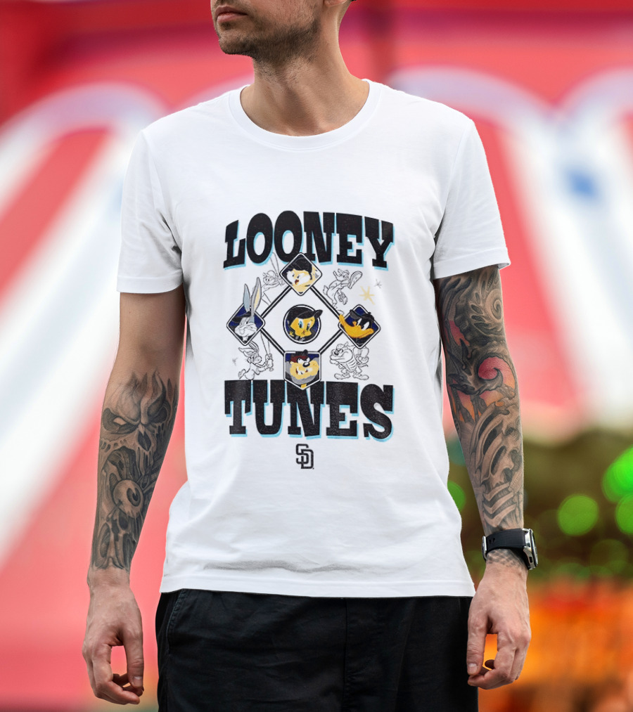 San Diego Padres New Era Looney Tunes MLB Cream Characters T-Shirt