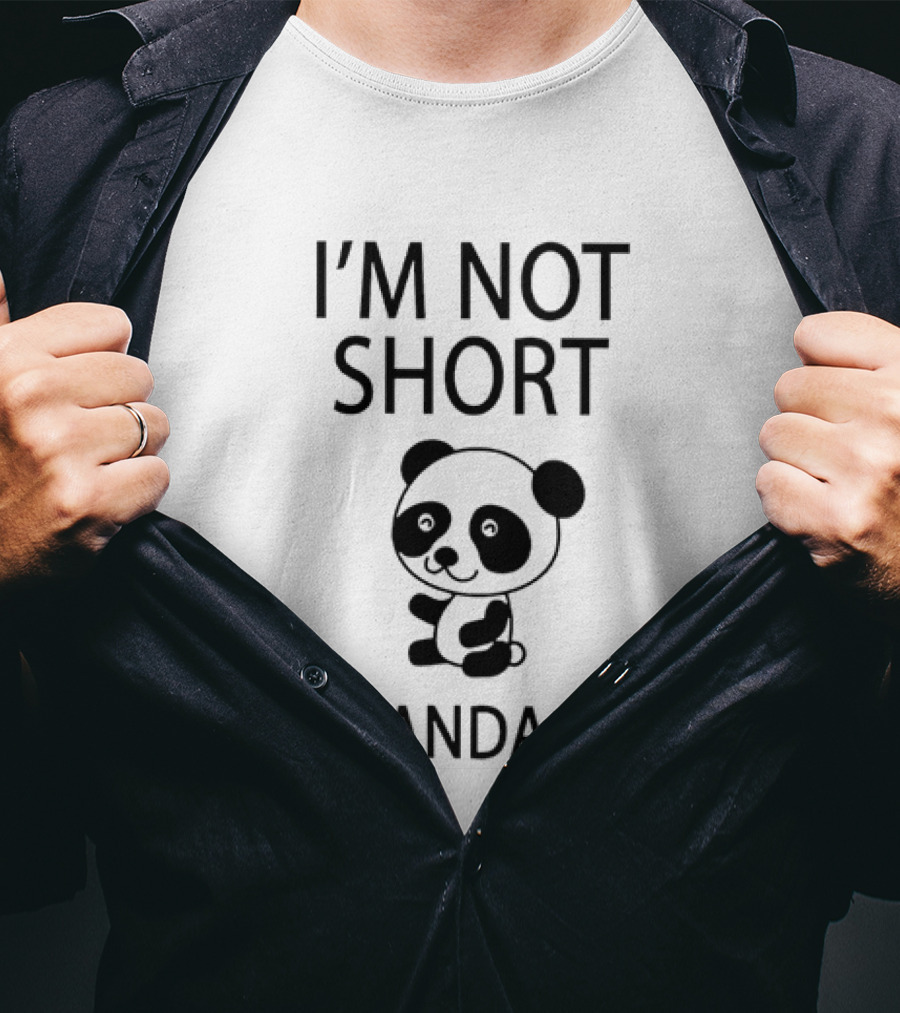 I'm Not Short I'm Panda Size Cute Cartoon Sitting Little Bear T-Shirt