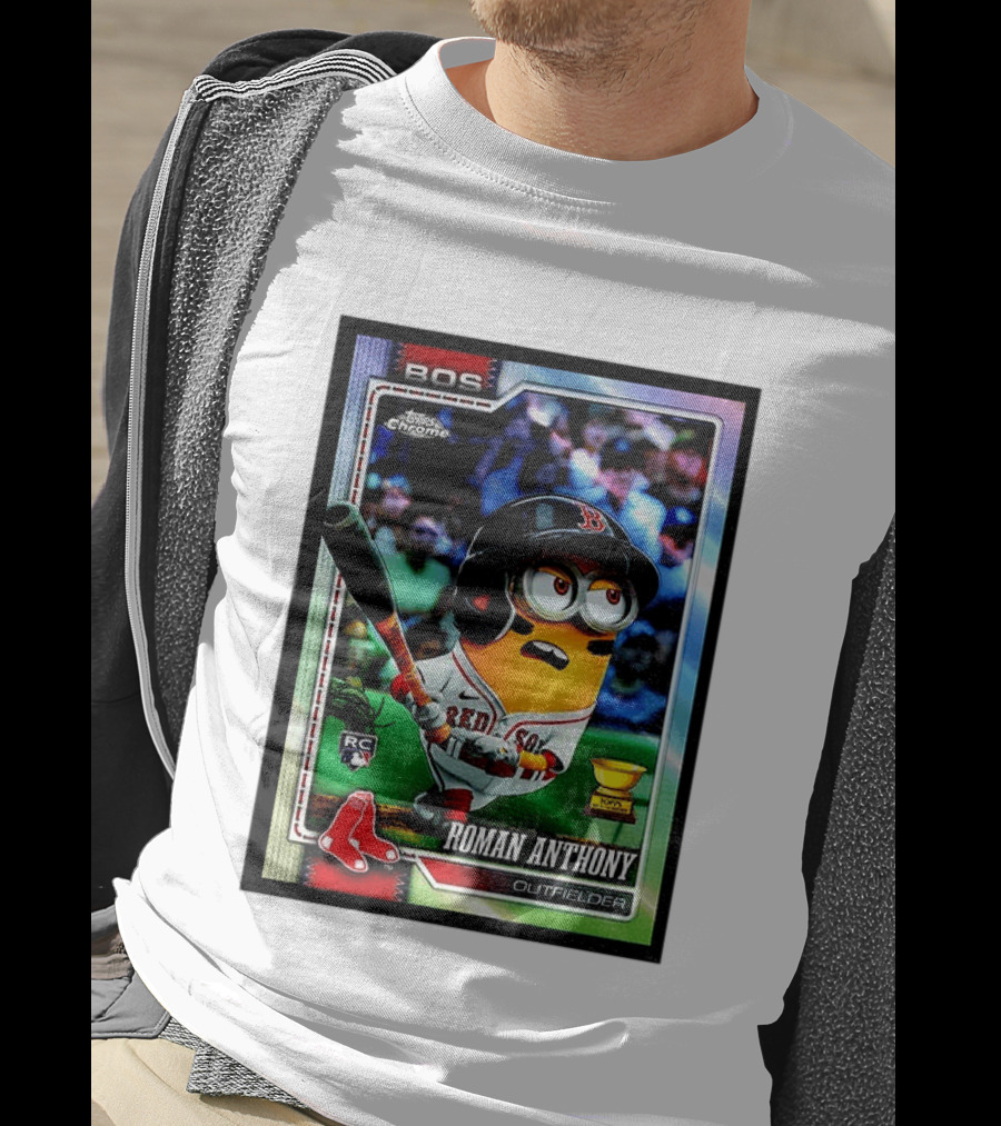 Minions Boston Red Sox Roman Anthony 2025 Topps Chrome Baseball Card T-Shirt