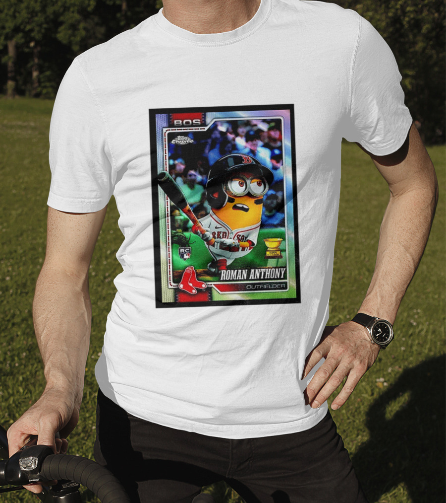 Minions Boston Red Sox Roman Anthony 2025 Topps Chrome Baseball Card T-Shirt
