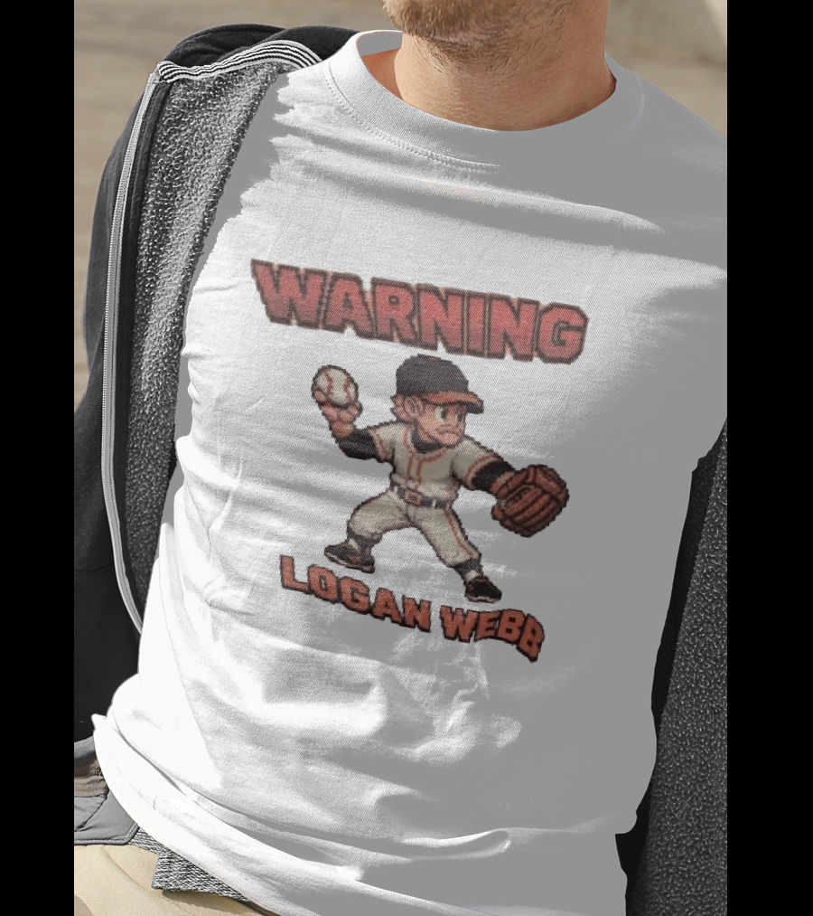 Warning Logan Webb 8 Bit Baseball T-Shirt
