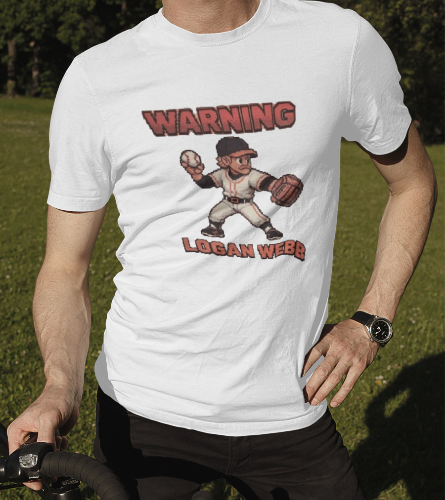 Warning Logan Webb 8 Bit Baseball T-Shirt