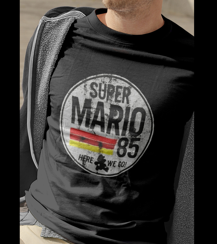 Super Mario 85 Here We Go Vintage Circle T-Shirt