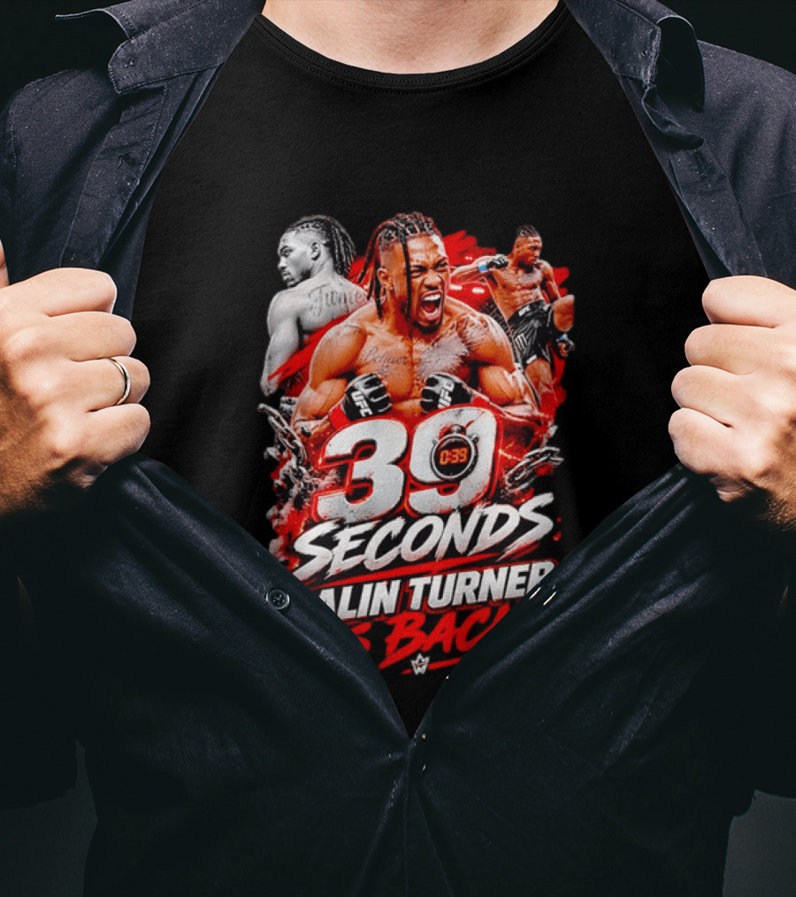 39 Seconds Jalin Turner UFC Fighter Photo Collage Red Glow Is Back T-Shirt