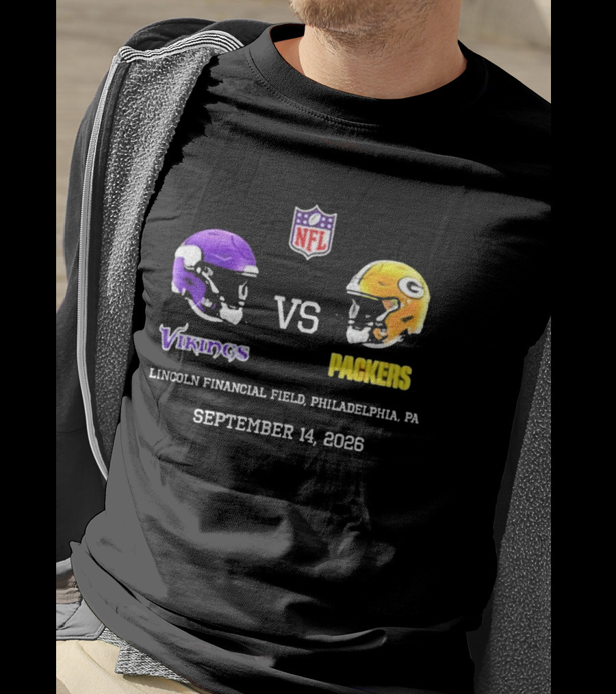 Vikings Vs Packers Lincoln Financial Field Philadelphia PA September 14 2026 T-Shirt