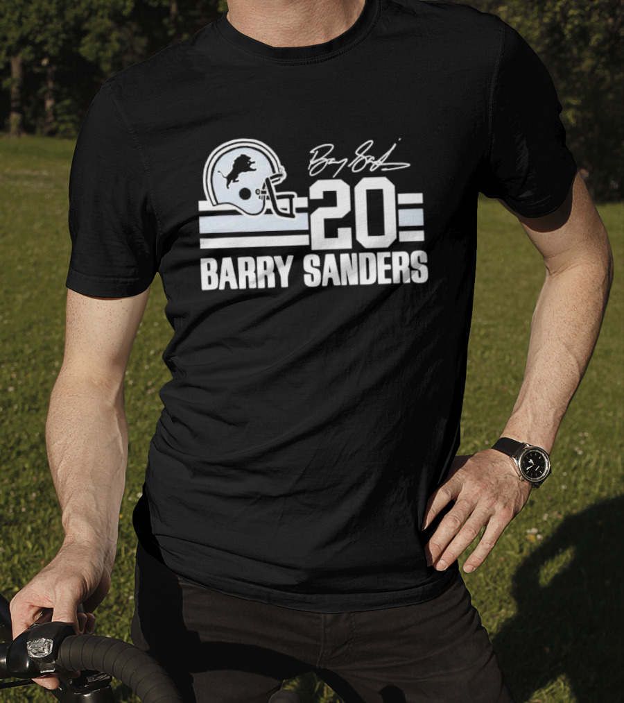 Detroit Lions Barry Sanders 20 Helmet Stripes By BS Signature T-Shirt