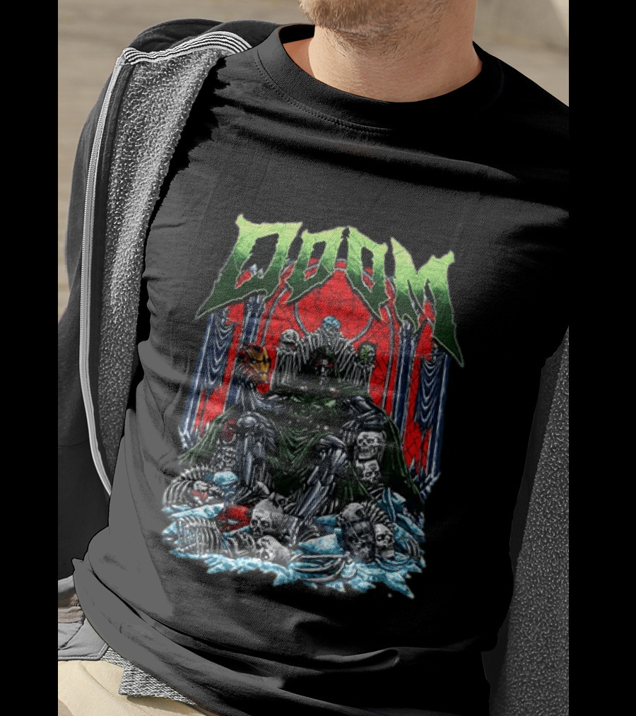 Doctor Doom Throne Marvel Superheroes With Iron Man Mask Doom T-Shirt