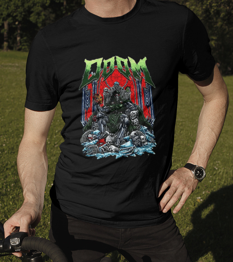 Doctor Doom Throne Marvel Superheroes With Iron Man Mask Doom T-Shirt