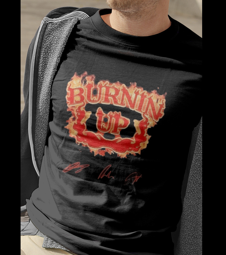 Jonas Brothers Burnin Up Tour Fiery Red Flame Letters T-Shirt