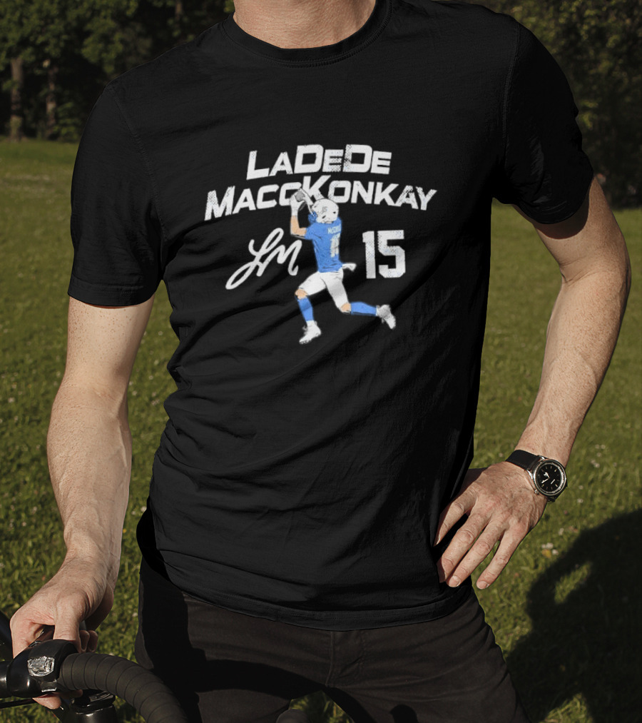 Ladd McConkey 15 Football Player Signature Catching Pass T-Shirt