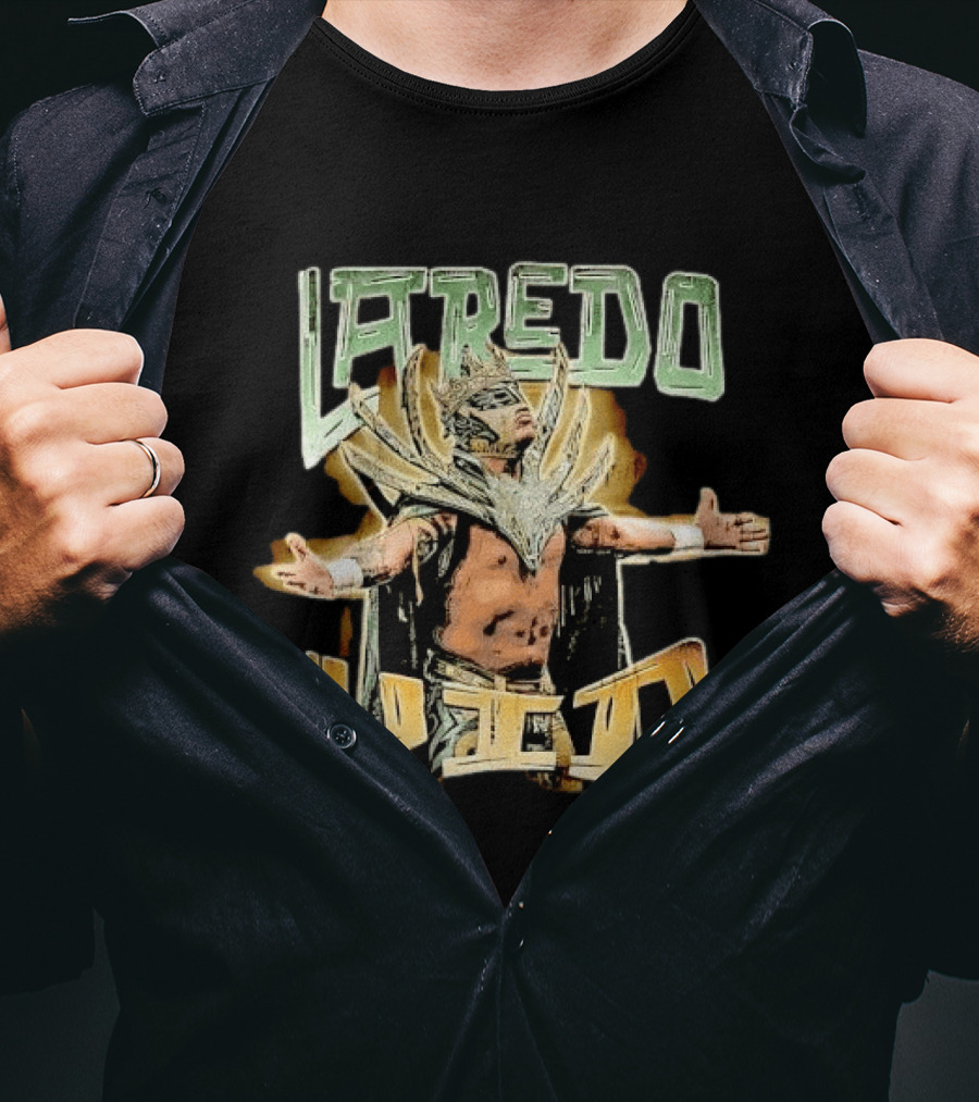 Laredo Kid Masked Luchador Arms Outstretched Distressed Luchador Champion T-Shirt