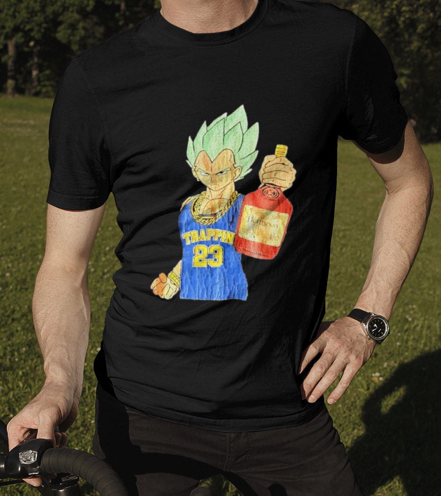 Hennessy Trappin 23 Anime Warrior Graphic Holding Bottle T-Shirt