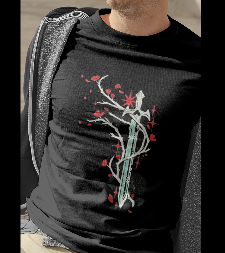 Lifesteal Sword With Red Petals Survival Gaming T-Shirt