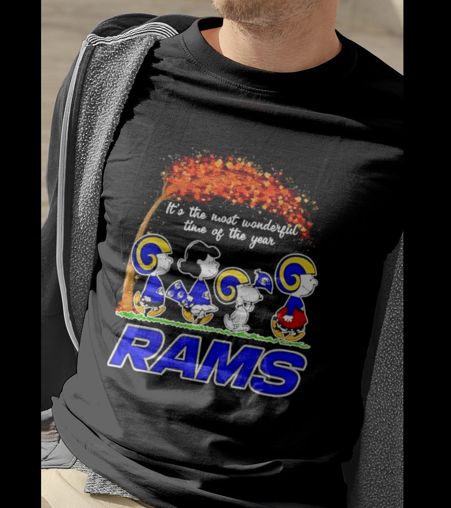 Los Angeles Rams It's The Most Wonderful Time Of Year Charlie Brown Snoopy Peanuts Football Fall T-Shirt