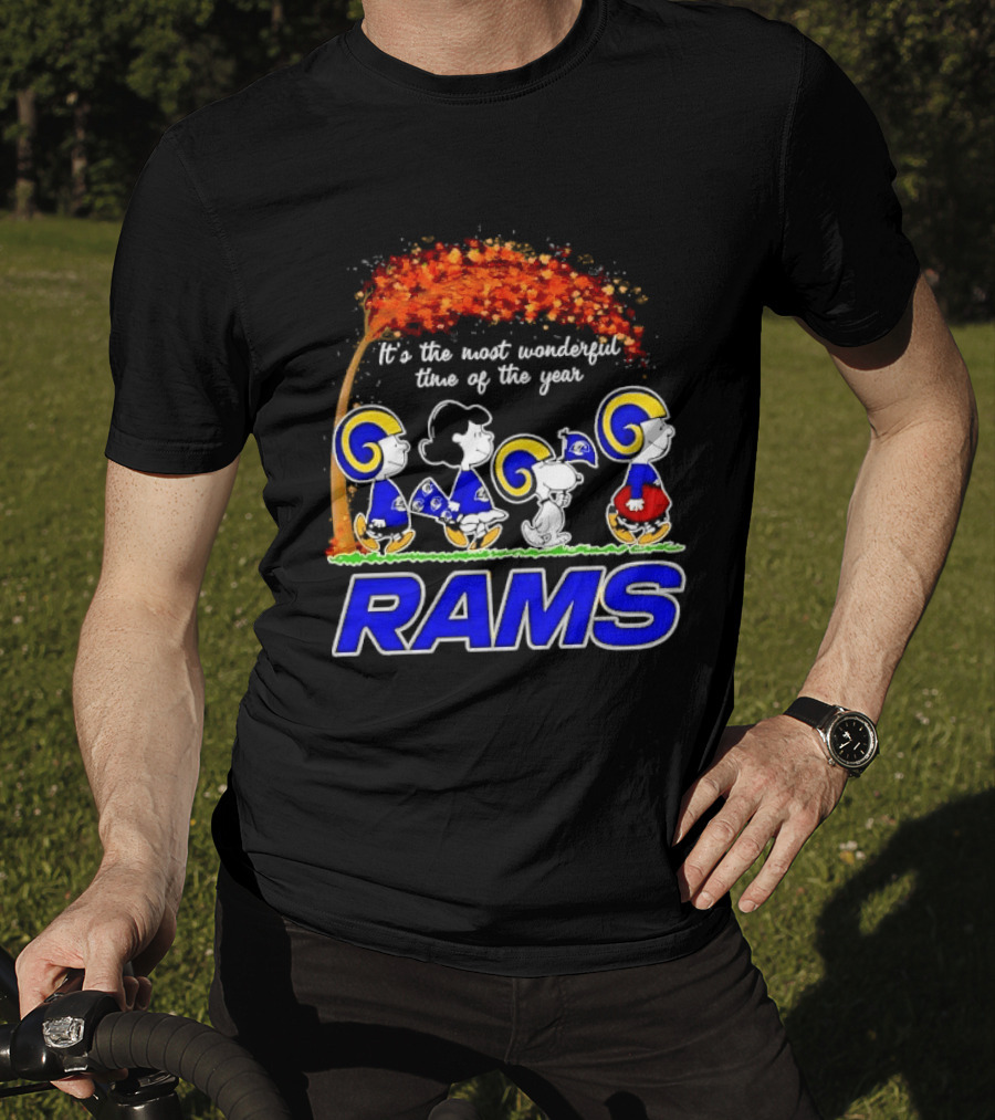 Los Angeles Rams It's The Most Wonderful Time Of Year Charlie Brown Snoopy Peanuts Football Fall T-Shirt