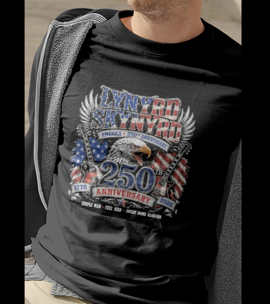 Lynyrd Skynyrd America 250th Anniversary Eagle 1776 2026 Simple Man Free Bird Sweet Home Alabama T-Shirt
