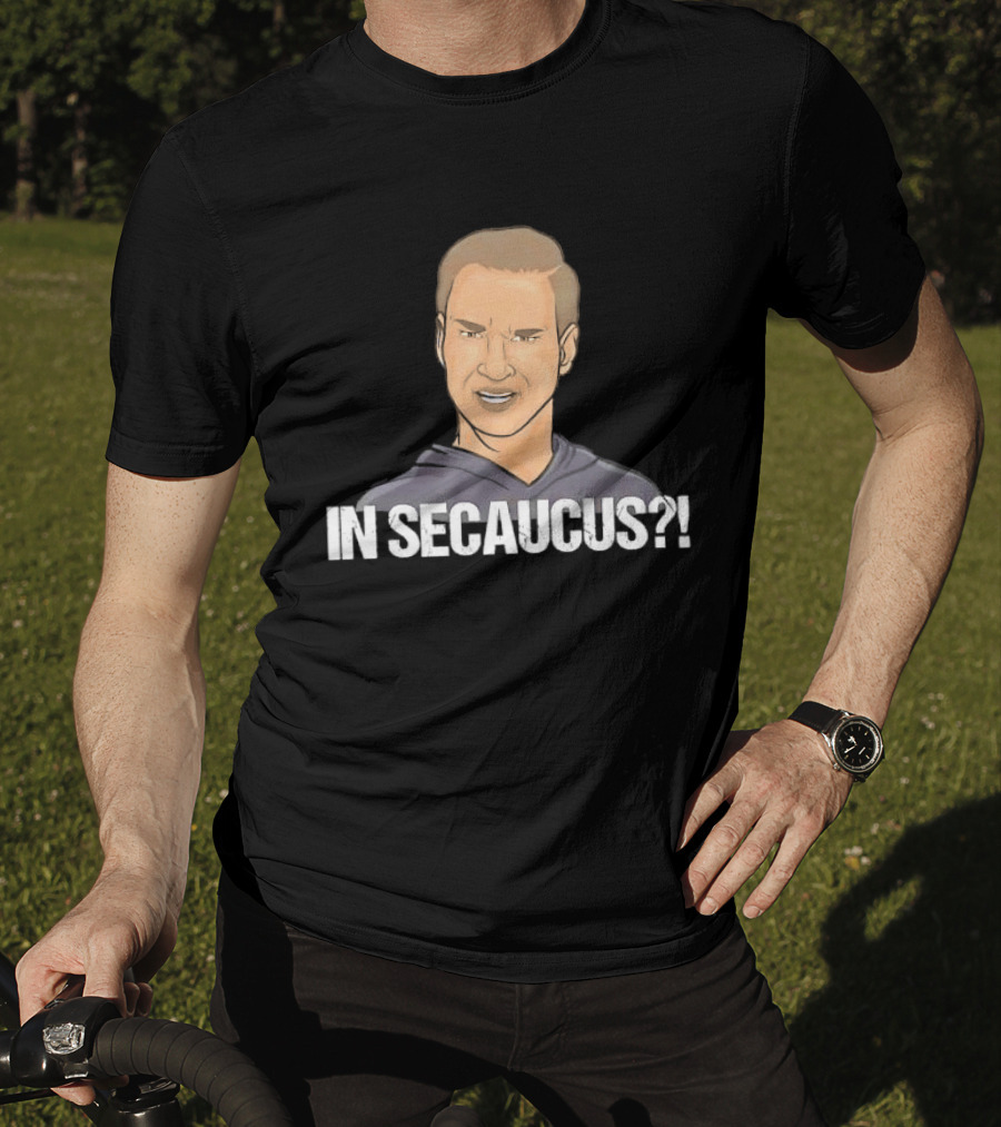 In Secaucus Cartoon Caricature Grimacing Man Face Expression T-Shirt