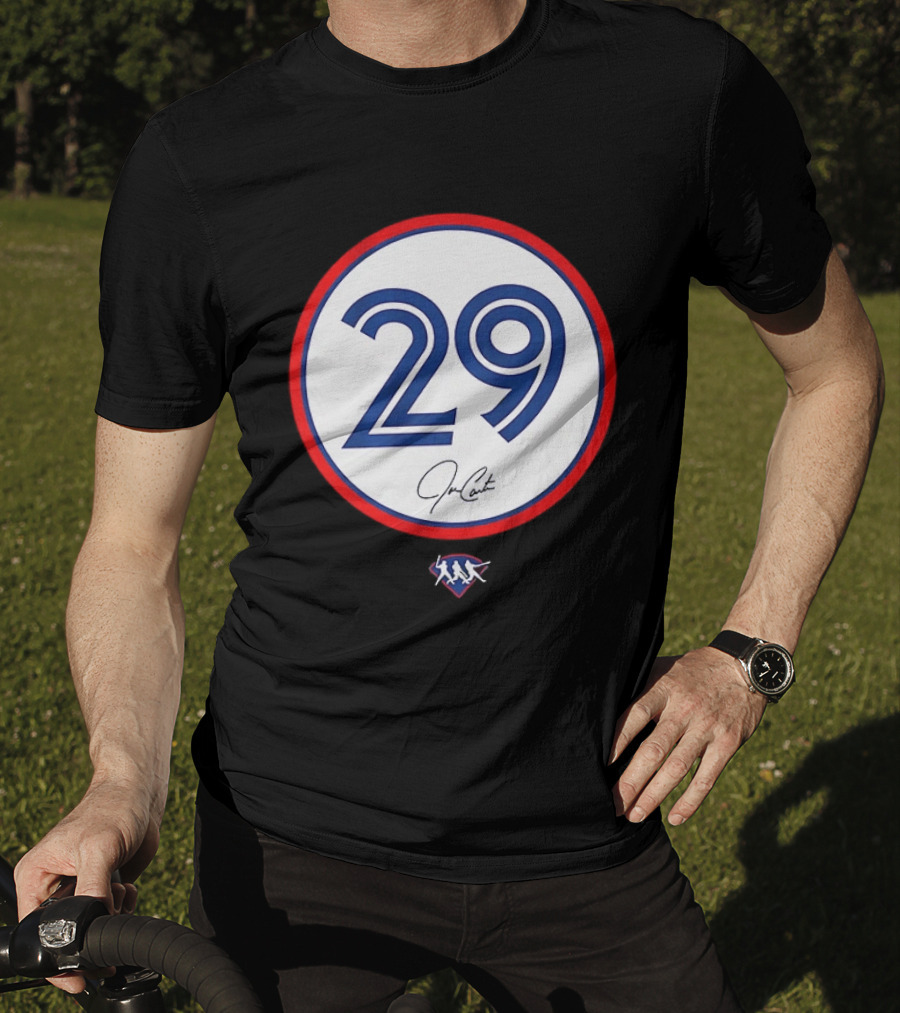 Joe Carter 29 Autograph Toronto Blue Jays Baseball T-Shirt