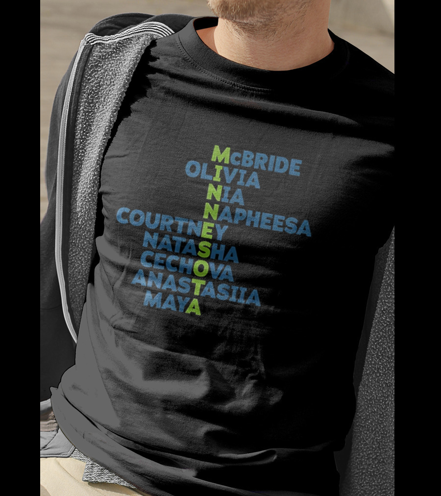 Minnesota Lynx WNBA Basketball Player Names McBride Olivia Nia Napheesa Courtney Natasha Cechova Anastasia Maya T-Shirt