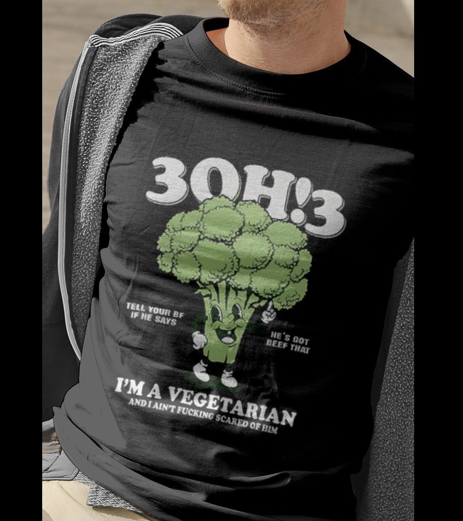 3Oh!3 I'm A Vegetarian Kill Yourself And I Ain't Scared Of Him Broccoli Cartoon T-Shirt