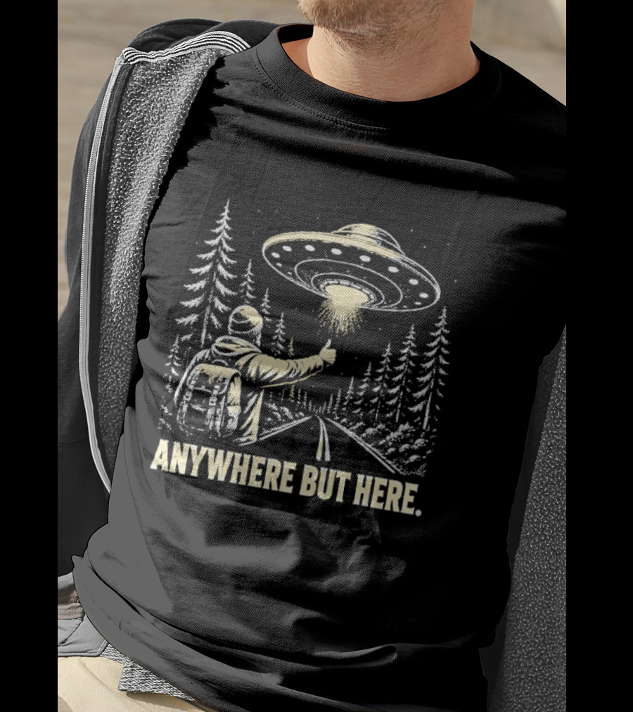 Anywhere But Here Hitchhiker UFO Forest Adventure T-Shirt