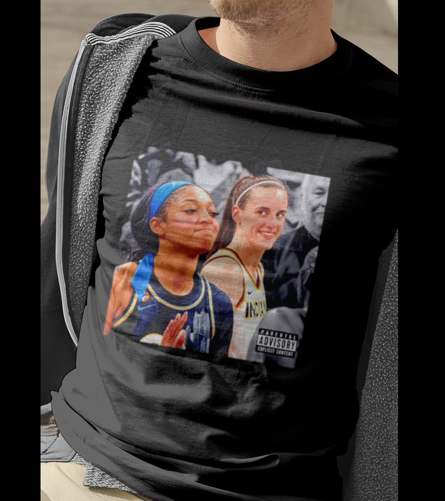 Caitlin Clark Angel Reese Parental Advisory Explicit Content T-Shirt