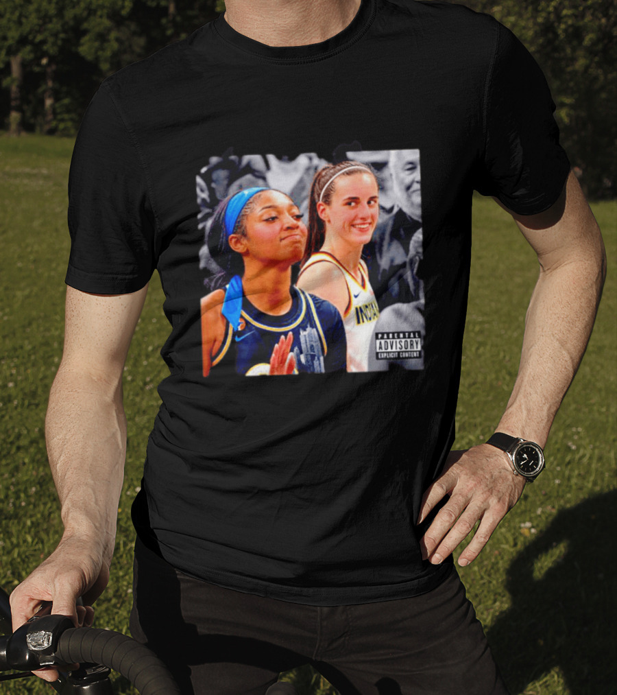 Caitlin Clark Angel Reese Parental Advisory Explicit Content T-Shirt
