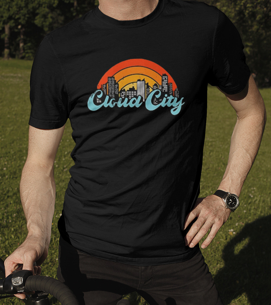 Cloud City Ganja White Night Skyline Retro Vibes T-Shirt
