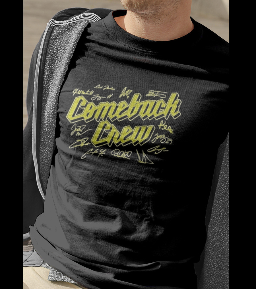 Comeback Crew Yellow 3D Lettering With Player Signatures Black T-Shirt