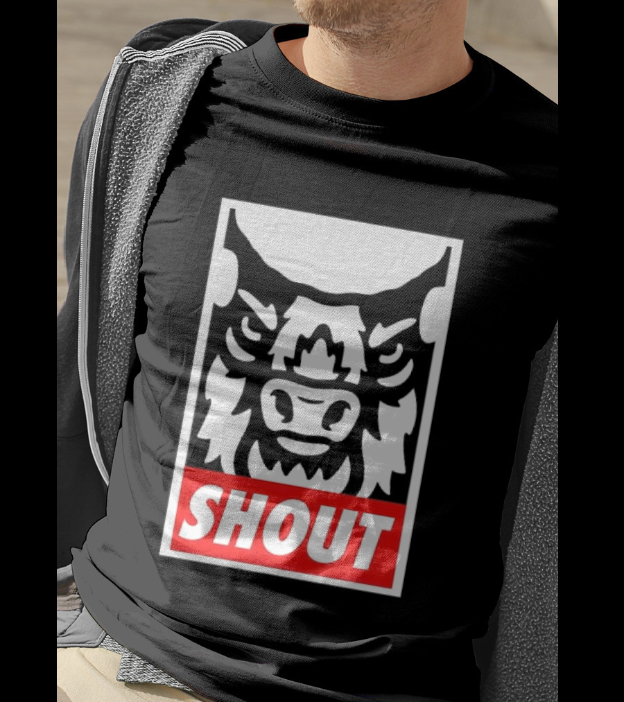 Shout Buffalo Bison Stylized Face T-Shirt