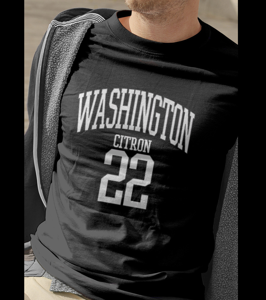 Washington Citron 22 Arched Lettering White Jersey Number T-Shirt
