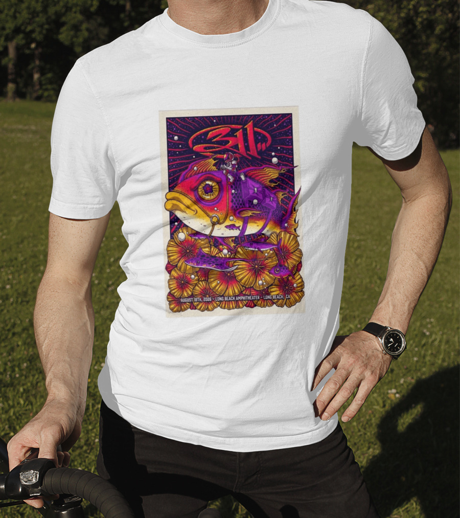 311 August 18 2026 Long Beach Amphitheater CA Psychedelic Fish And Astronaut T-Shirt