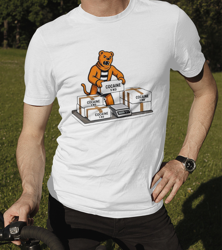 Cocaine 1 Kg Cartoon Orange Tiger Packages Scale T-Shirt