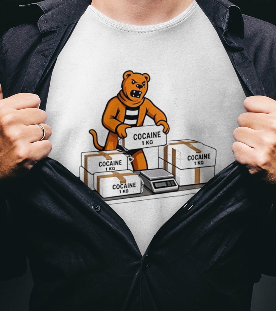 Cocaine 1 Kg Cartoon Orange Tiger Packages Scale T-Shirt