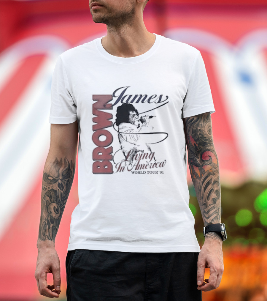 James Brown Living In America World Tour 1980s Retro Music Legend T-Shirt