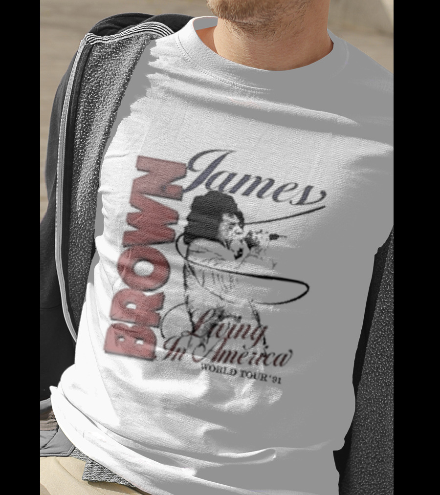 James Brown Living In America World Tour 1980s Retro Music Legend T-Shirt