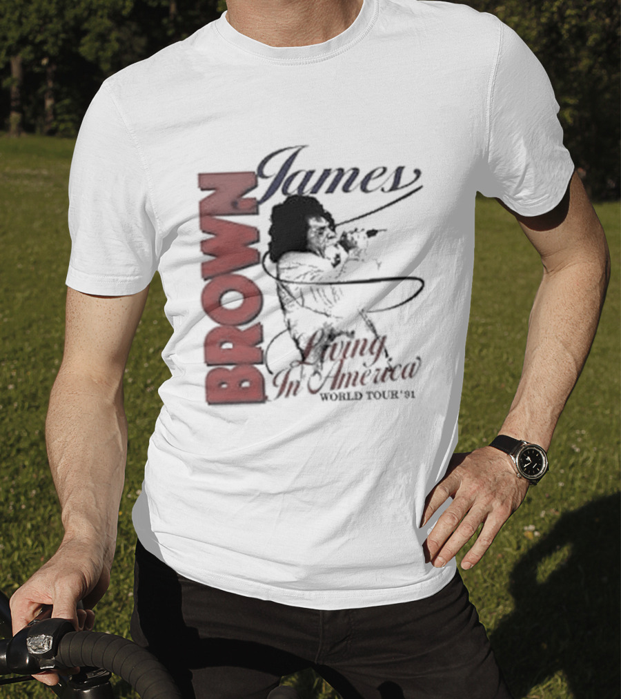 James Brown Living In America World Tour 1980s Retro Music Legend T-Shirt