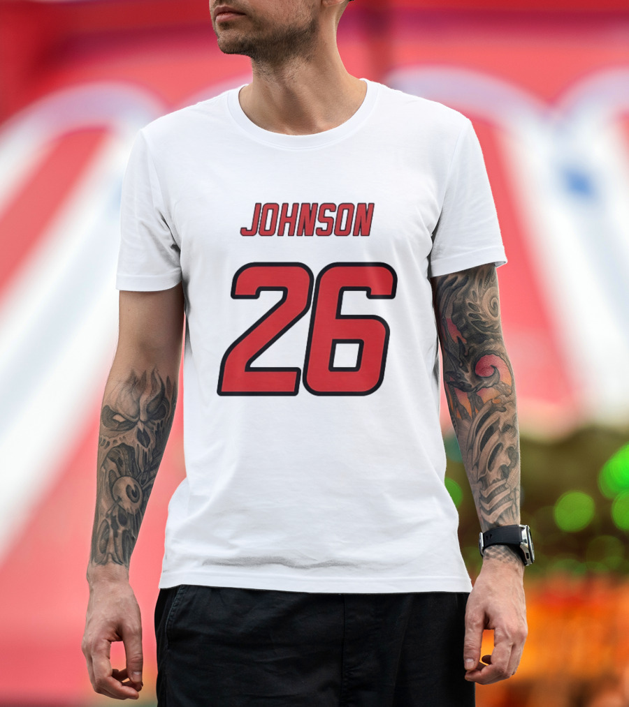 Johnson 26 Red Athletic Jersey Number Sports T-Shirt