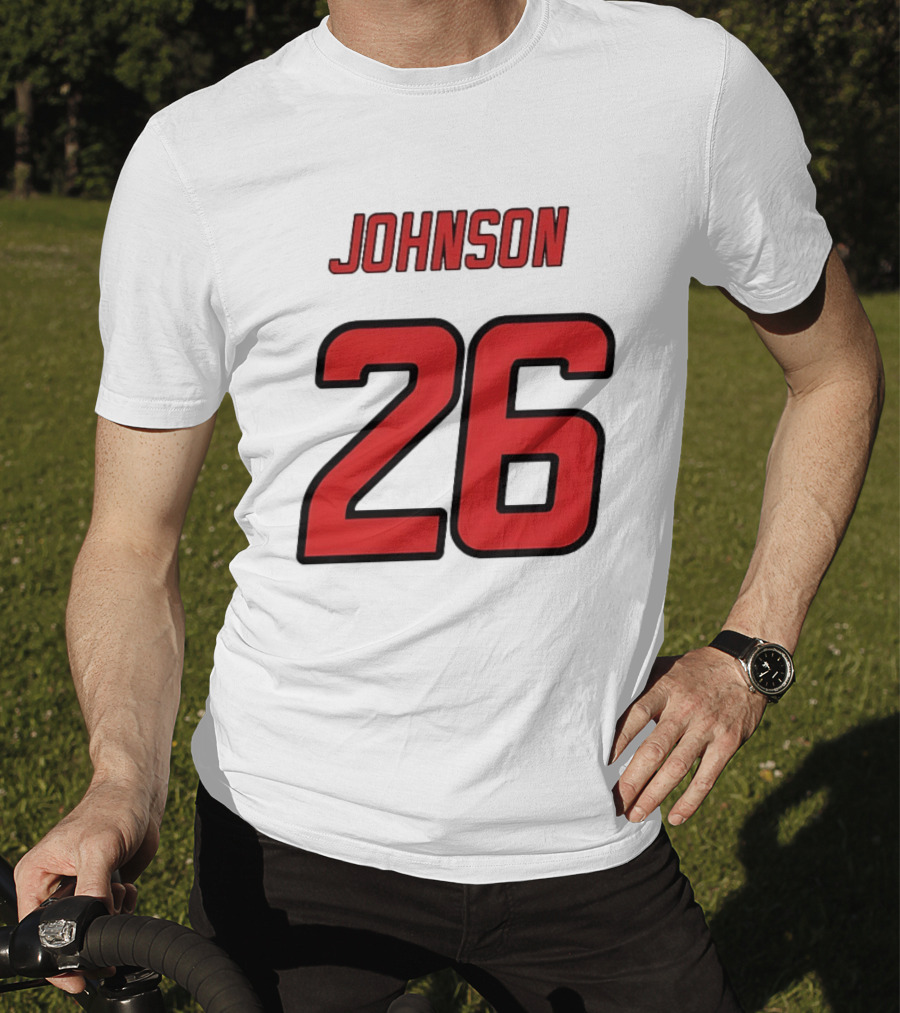 Johnson 26 Red Athletic Jersey Number Sports T-Shirt