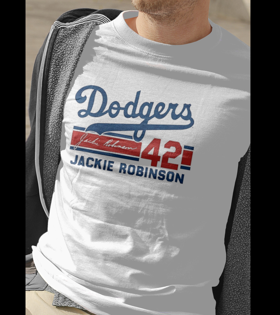 Dodgers Jackie Robinson 42 Stripes T-Shirt