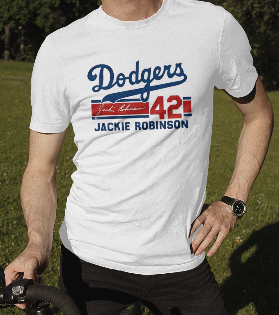 Dodgers Jackie Robinson 42 Stripes T-Shirt