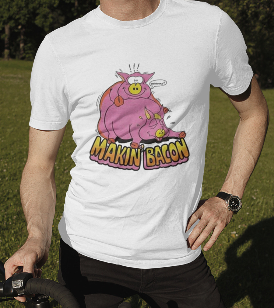 Makin Bacon Pig Cartoon Humor Trending T-Shirt