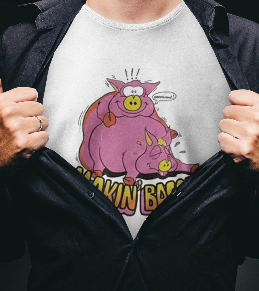 Makin Bacon Pig Cartoon Humor Trending T-Shirt