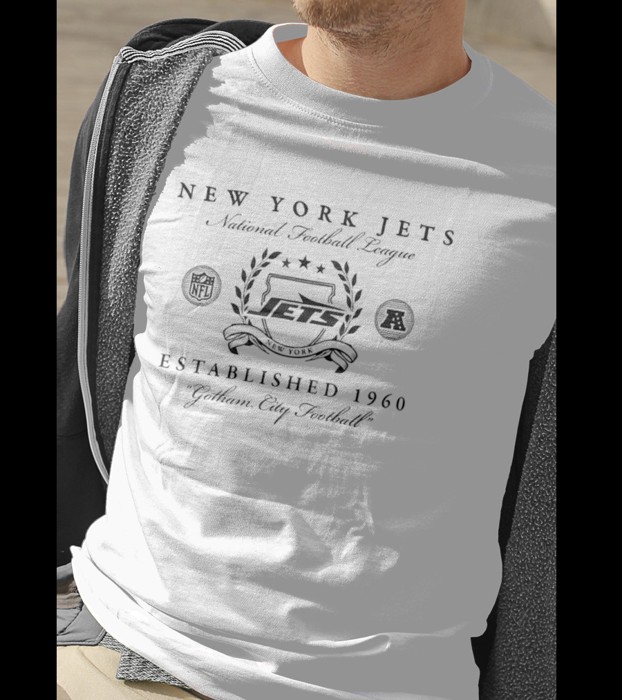 New York Jets National Football League Established 1960 Gotham City Football Crest Shield Laurel Wreath T-Shirt