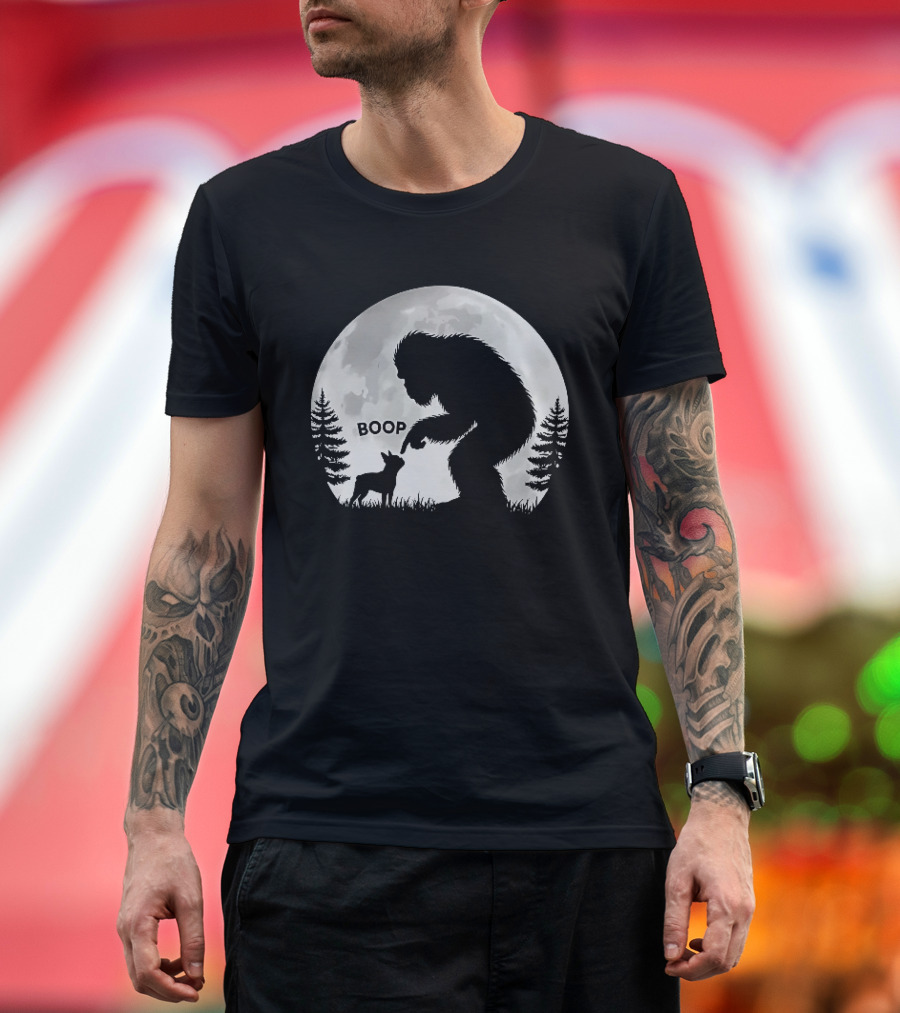 Bigfoot Boop Moonlight Boston Terrier T-Shirt